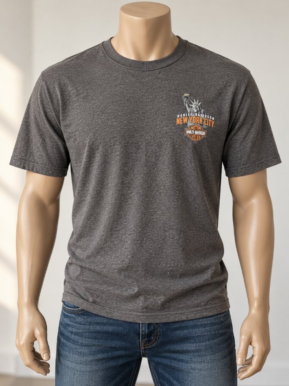 Harley Davidson NYC 2012 Dealer Graphic Tee Motorcycle Shirt Gray Large